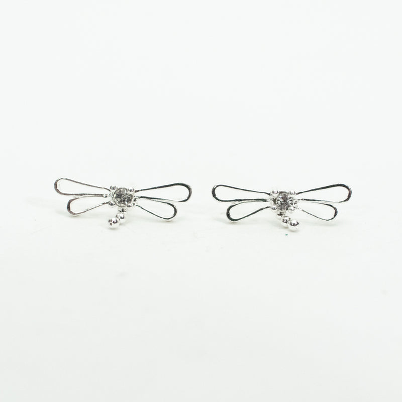 Silver Dragonfly Studs