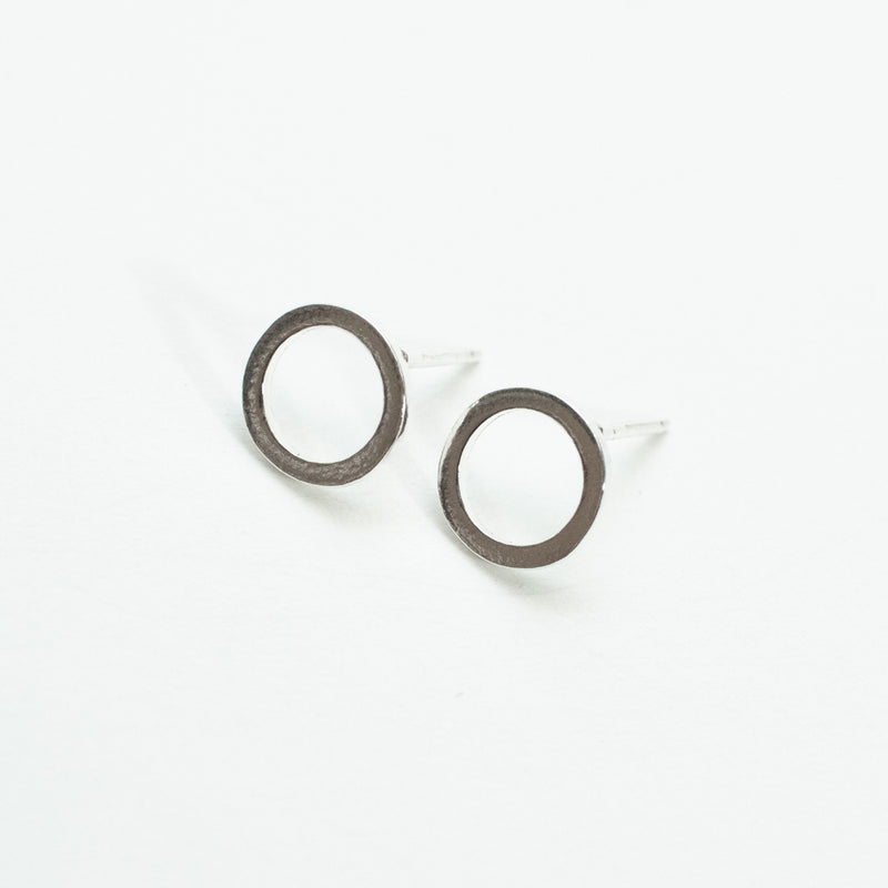 Silver Medium Open Circle Studs