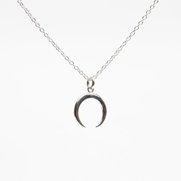 Small Silver Crescent Moon Necklace