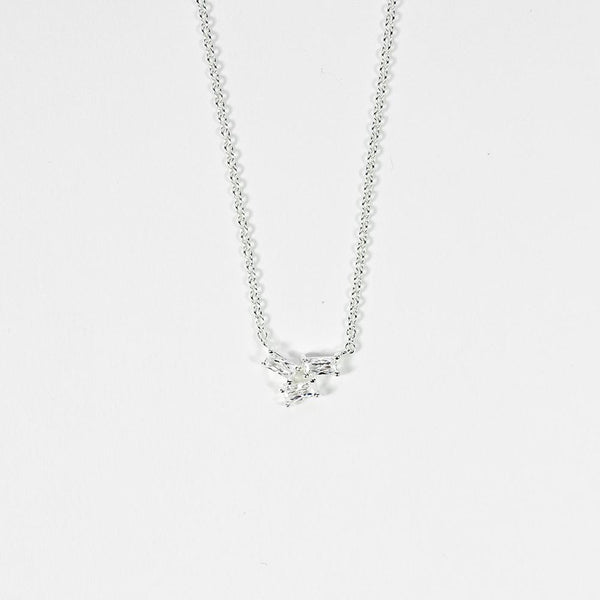 Silver Crystal Baguette Necklace