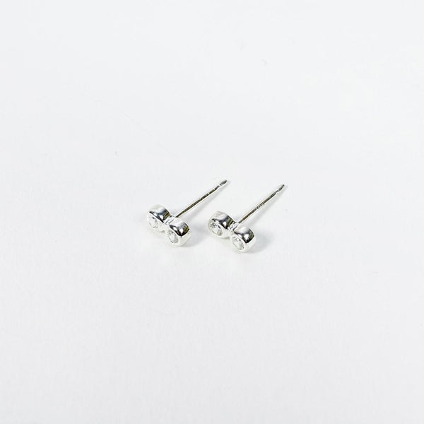 Silver Crystal Solitaire Studs