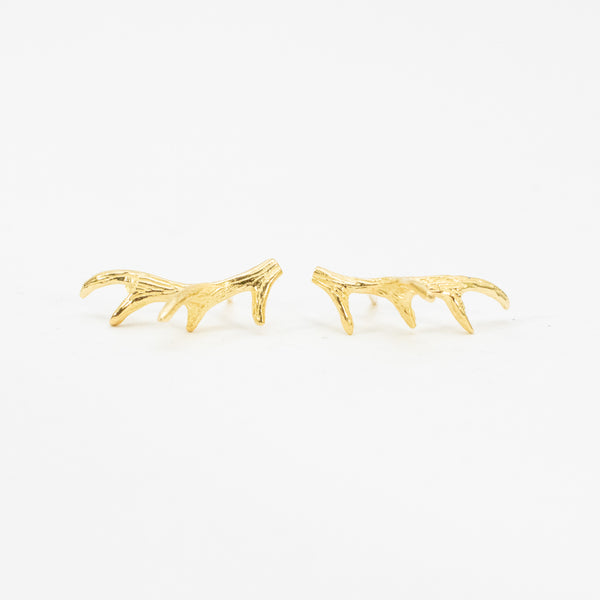 Large Gold Vermeil Antler Studs