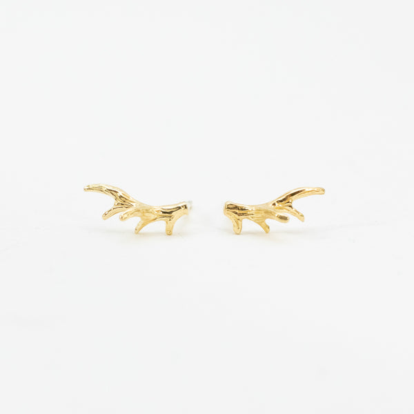 Small Gold Vermeil Antler Studs