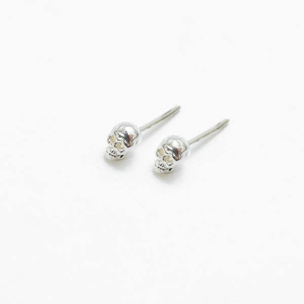 Tiny Silver Skull Studs