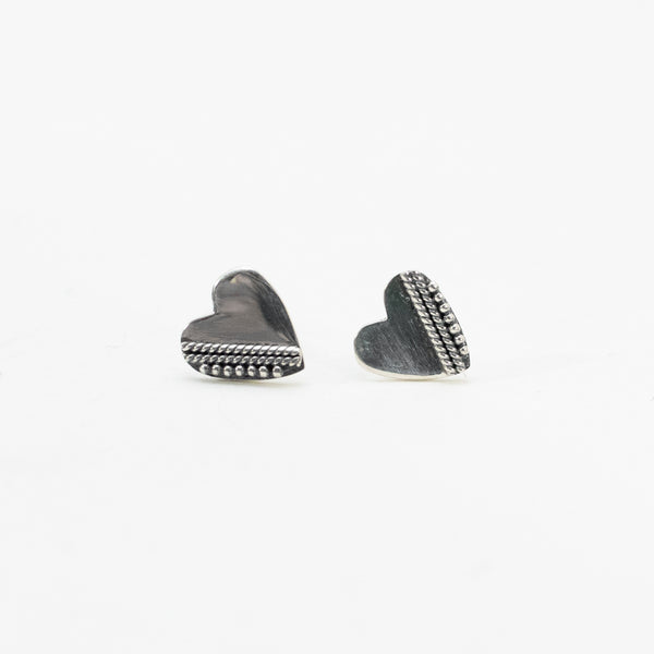 Silver Madu Heart Studs