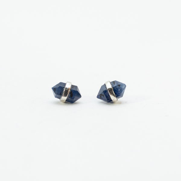 Silver Wrap Blue Sapphire Studs