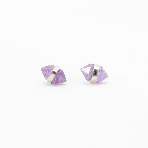 Silver Amethyst Wrap Studs