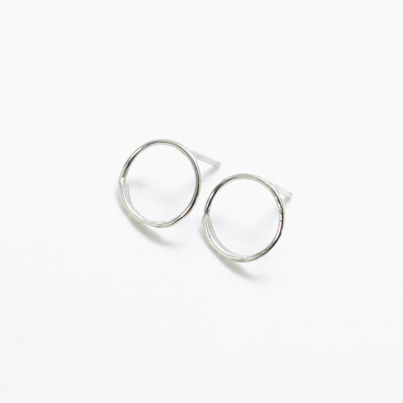 Silver Hand Hammered Circle Studs