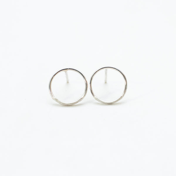 Silver Hand Hammered Circle Studs