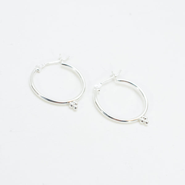 Medium Silver Hoops with Three Dots