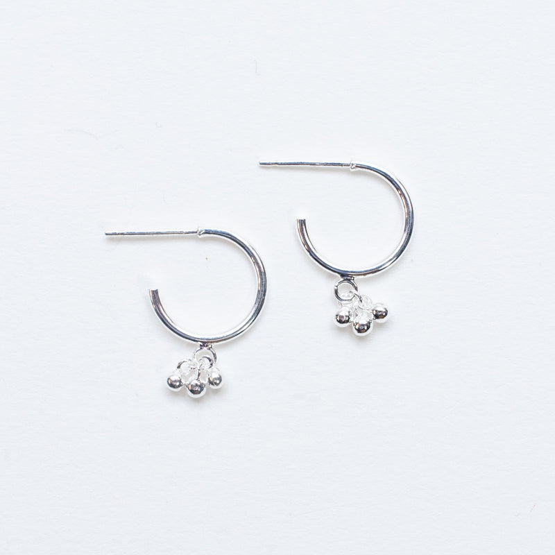 Silver Hoops with Hanging Circles