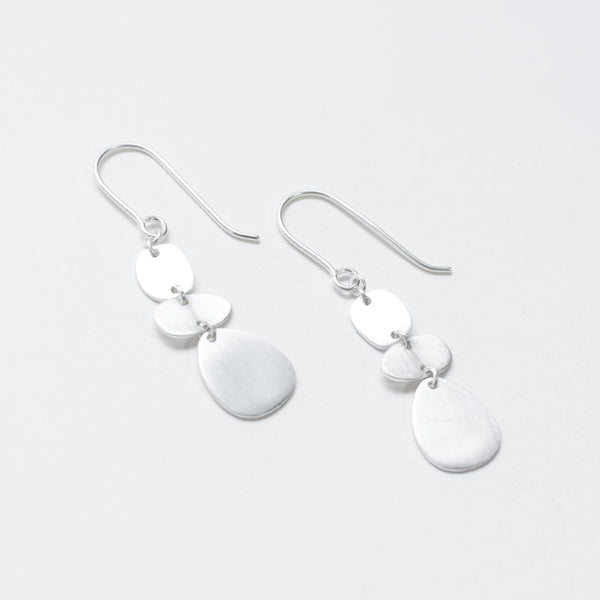 Brushed Silver Three Organic Shapes Earrings