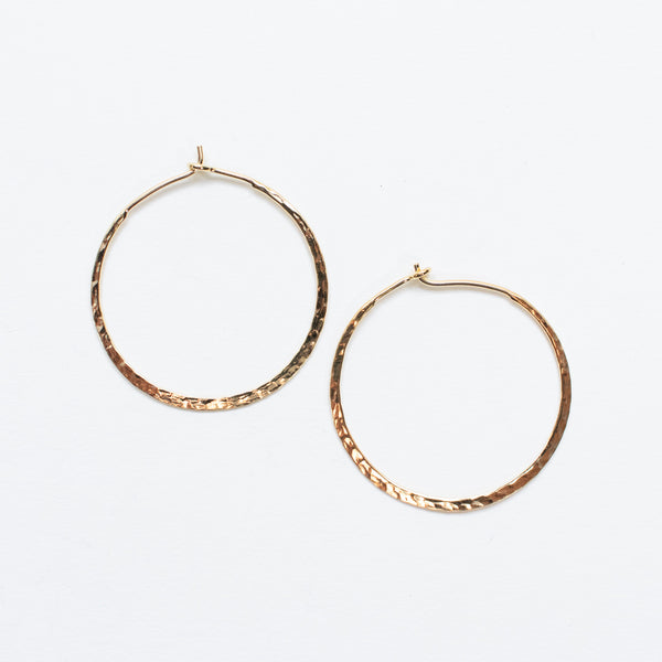 Small Gold Vermeil Hammered Wire Hoop