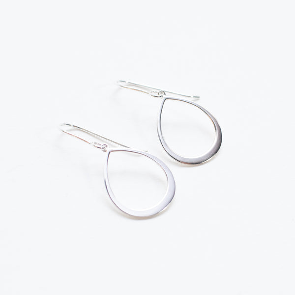 Silver Flat Open Drop Earrings