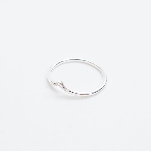 Silver 3 CZ's Chevron Ring