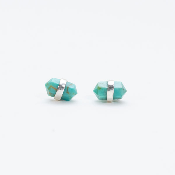 Silver Turquoise Wrap Studs