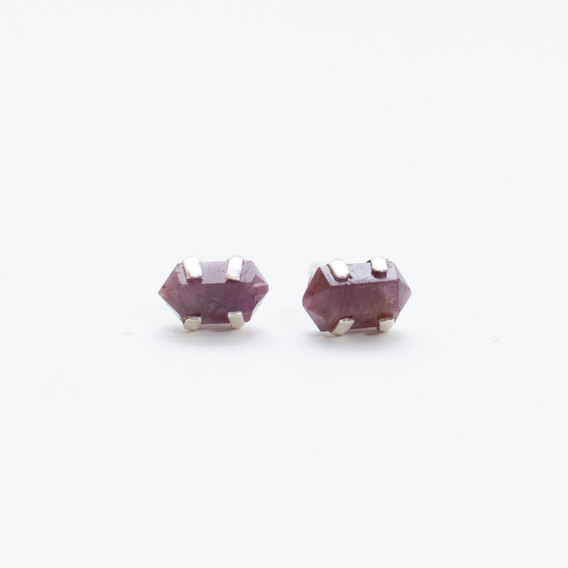 Silver Faceted Tourmaline Claw Studs