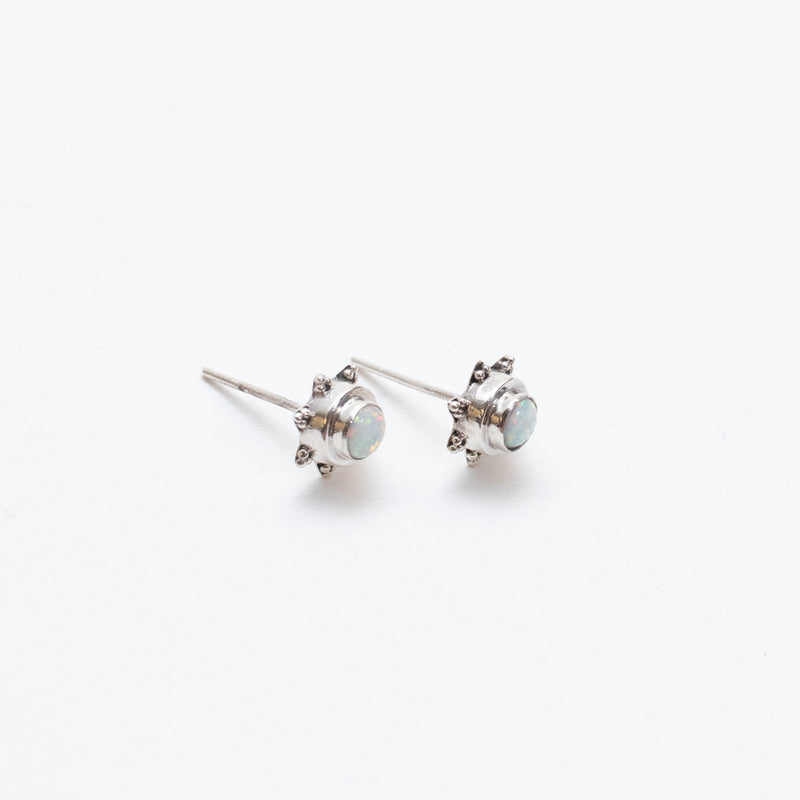 Silver Opal Starburst Detail Studs