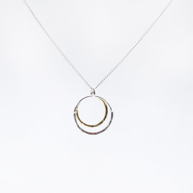 Gold & Silver Small Double Hammered Necklace