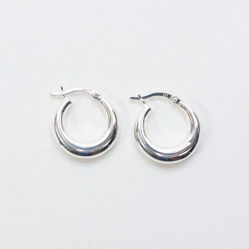 Silver Puffy Round Shaped Hoops