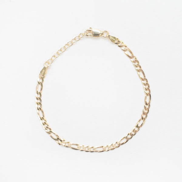 Gold Plated Flat Figaro Chain Bracelet