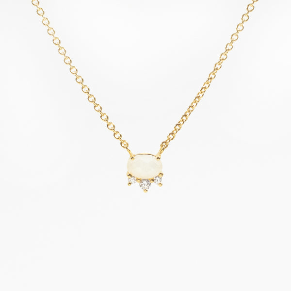 Tiny Oval Rose-Cut Moonstone Gold Vermeil Necklace