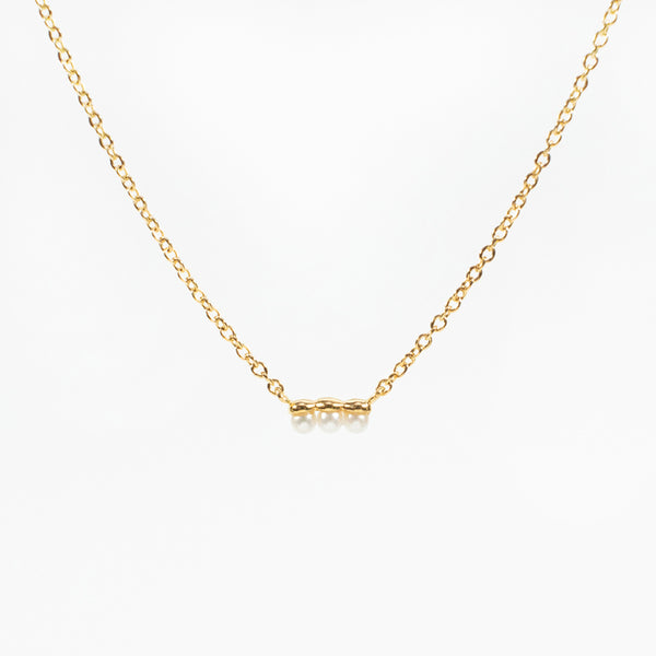 Tiny Gold Vermeil Pearl Bar Necklace