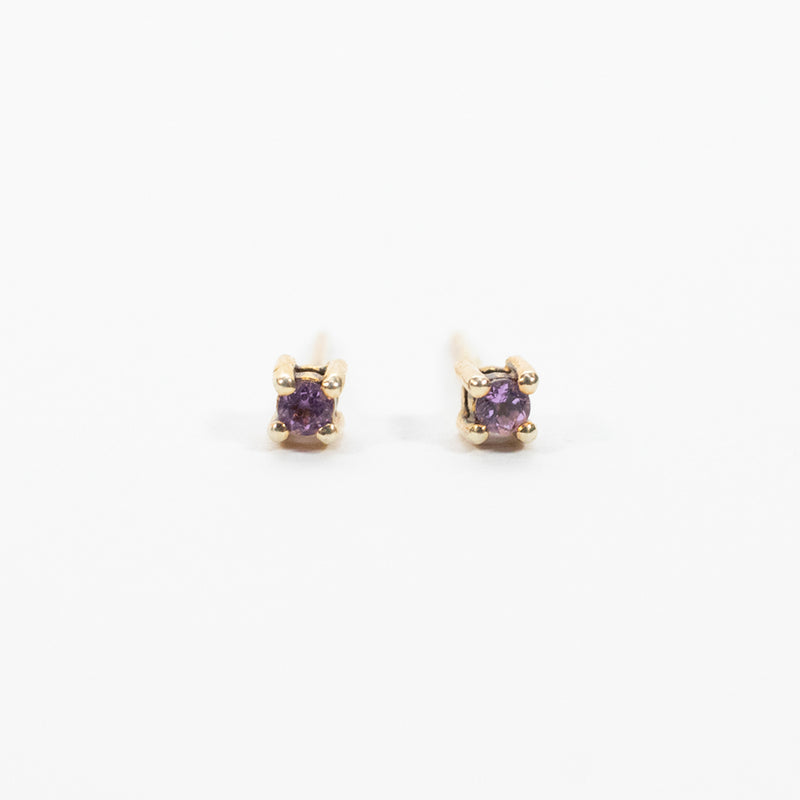 Tiny Gold Vermeil Faceted Stone Studs