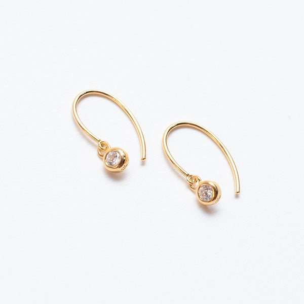 Gold Vermeil Oval Hook Earrings With Drop