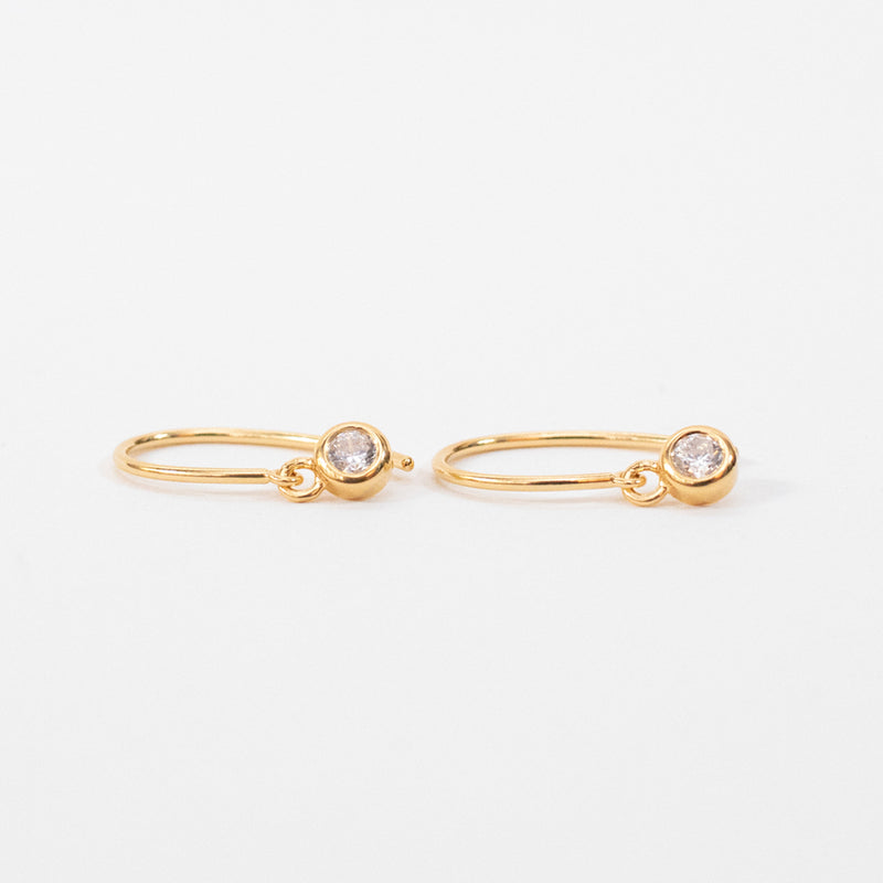 Gold Vermeil Oval Hook Earrings With Drop