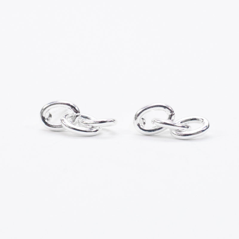 Silver Oval Chain Link Studs