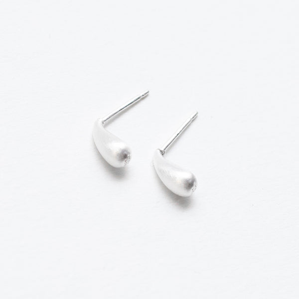 Small Puffed Brushed Silver Studs