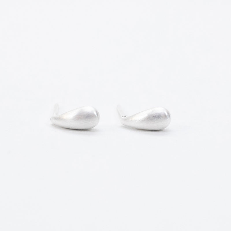Small Puffed Brushed Silver Studs