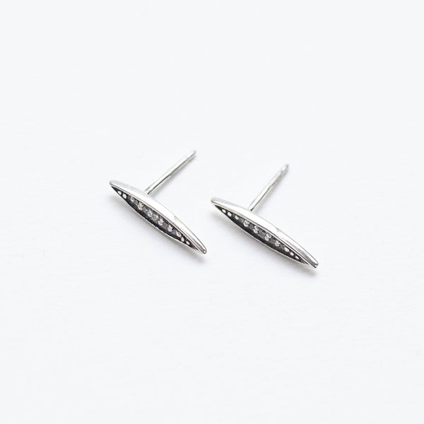 Long Silver Eye Shaped Studs