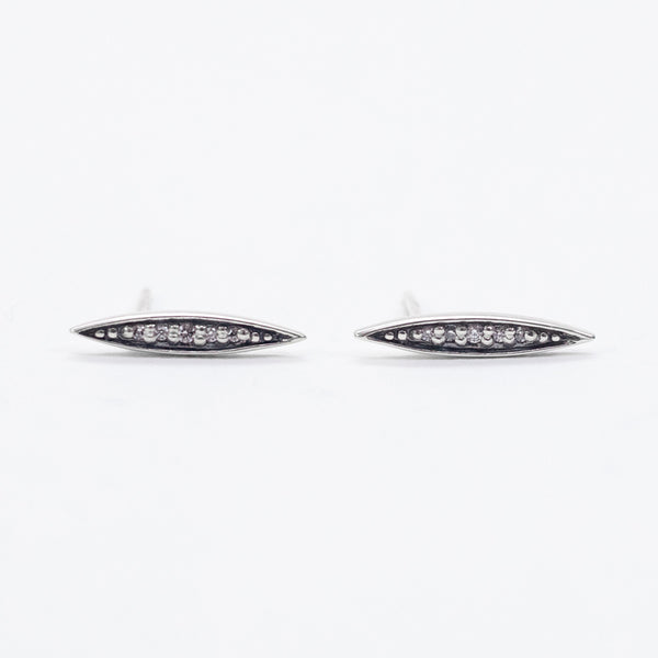 Long Silver Eye Shaped Studs