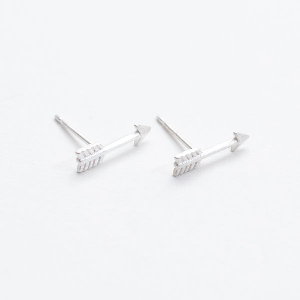 Brushed Silver Arrow Studs