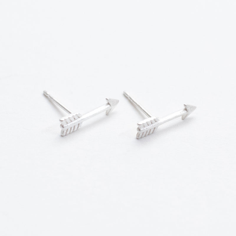 Brushed Silver Arrow Studs