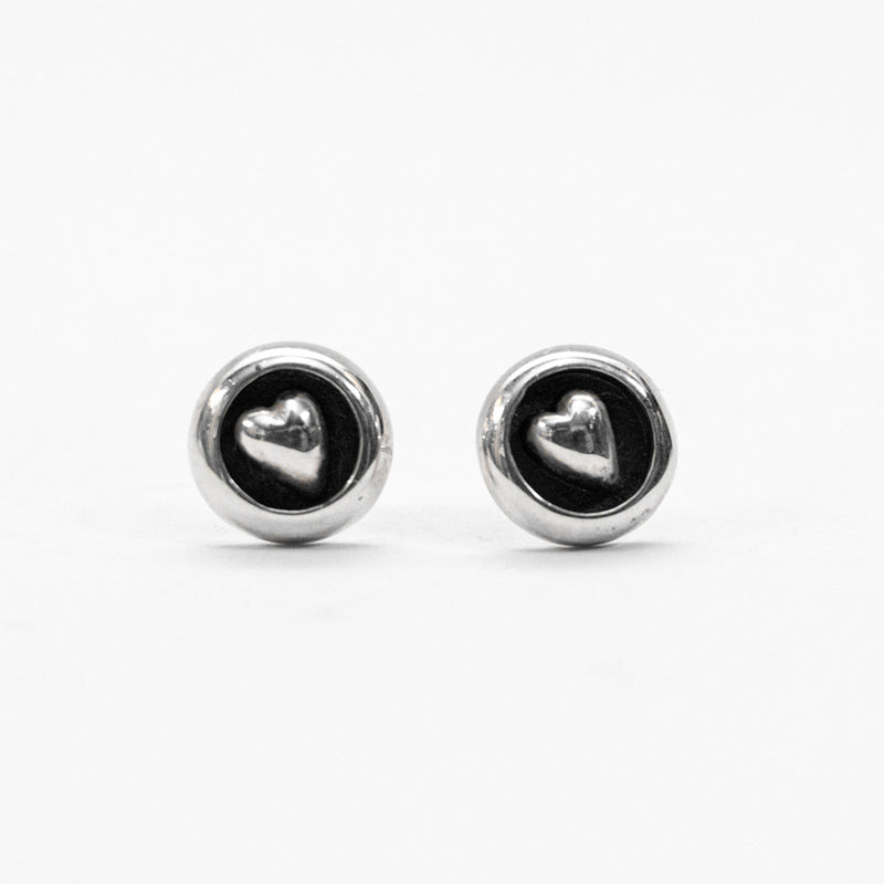 Silver Embossed Heart Studs