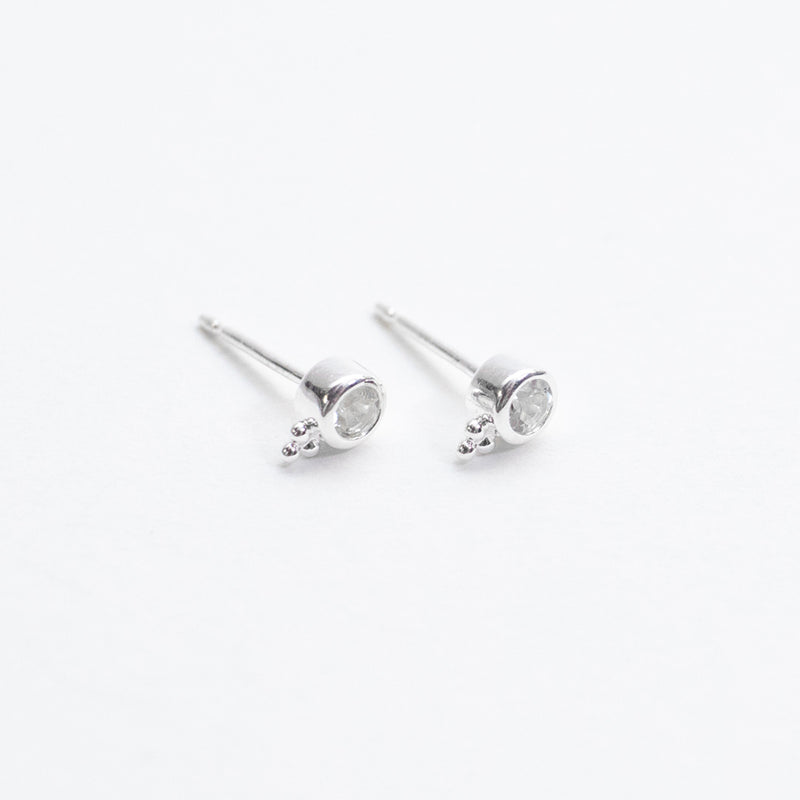 Silver Circle Studs With Drop