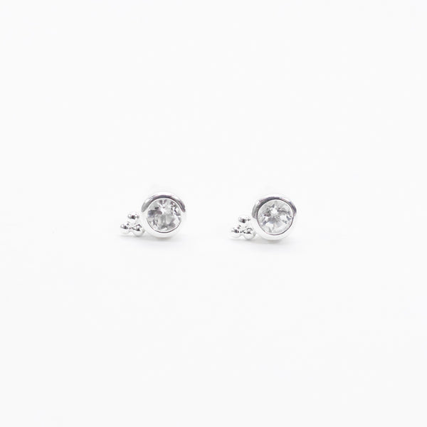 Silver Circle Studs With Drop
