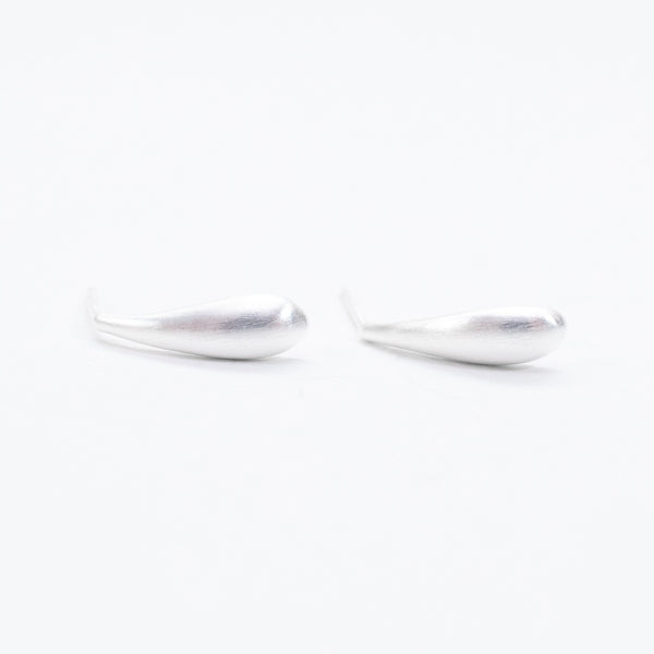Brushed Silver Long Puffed Studs