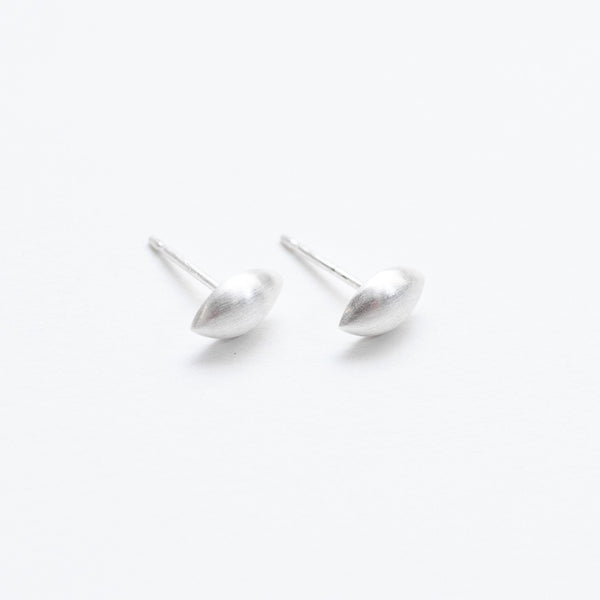 Brushed Silver Little Puffed Oval Studs
