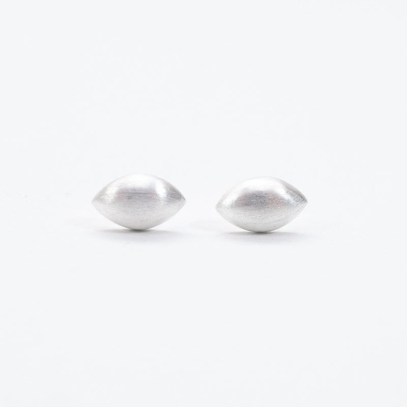 Brushed Silver Little Puffed Oval Studs