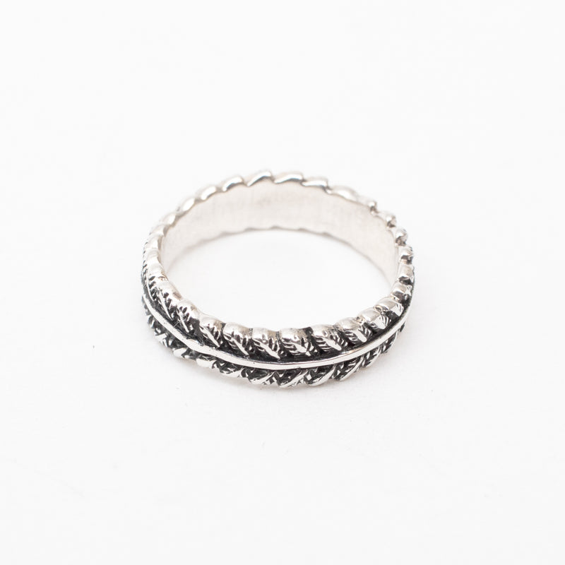 Oxidized Silver Leaf Ring