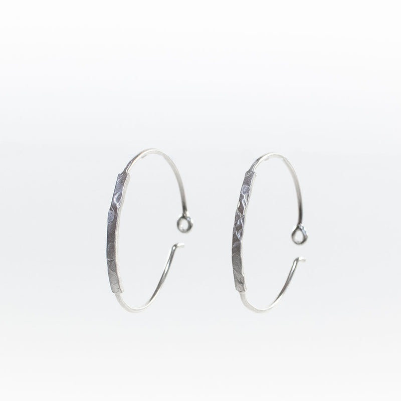 Silver Hammered Wire Hoops