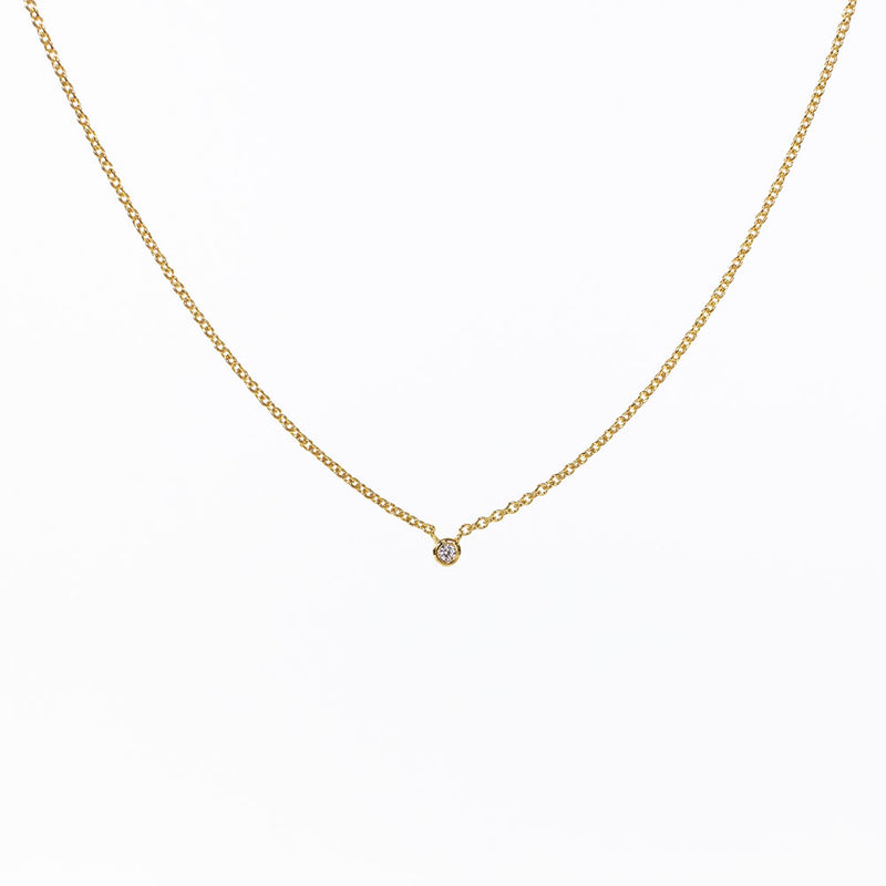 Tiny Cubic Zirconia Gold Vermeil Solitaire Necklace