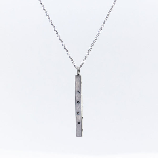 Medium Letter Pressed Bar Necklace
