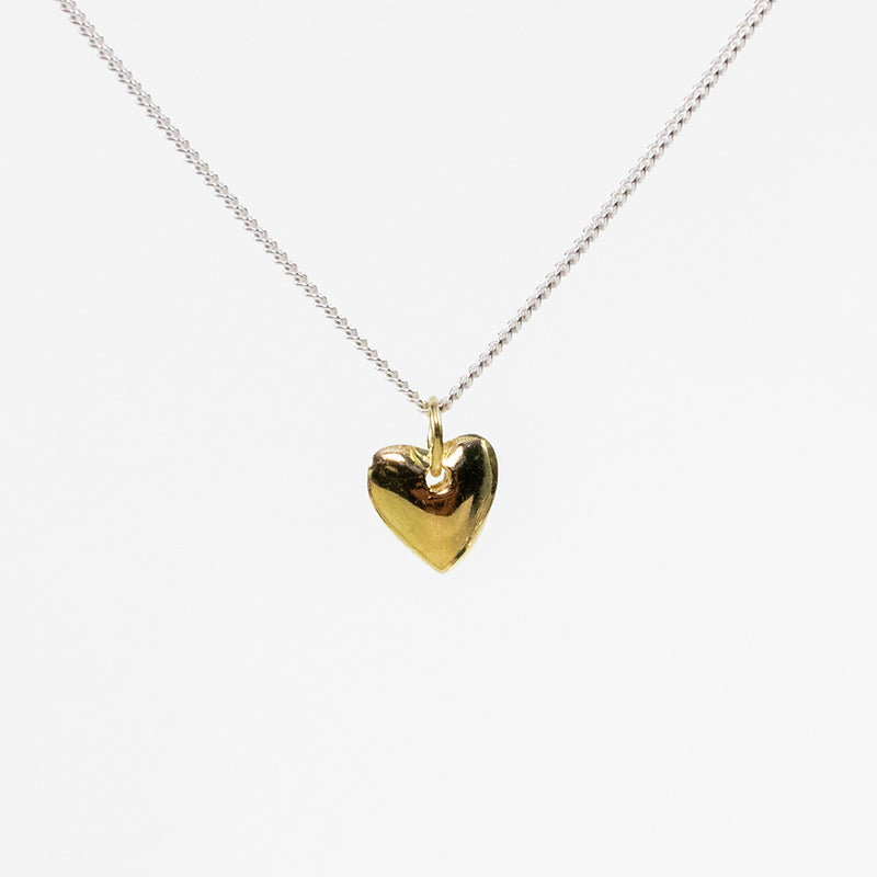 Gold Vermeil Heart Puff Necklace
