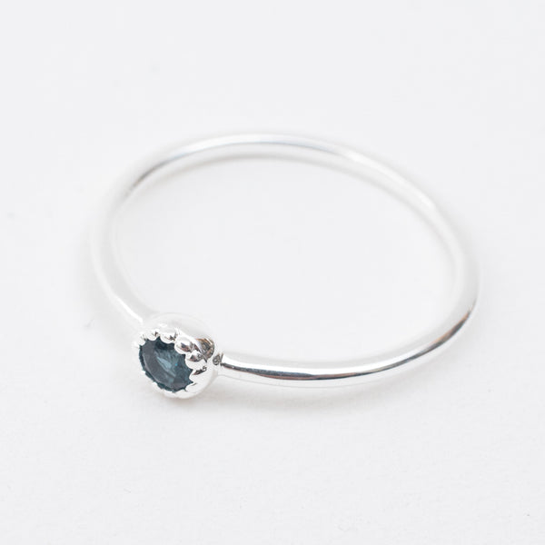 Silver & Blue Topaz Milgrain Edge Ring