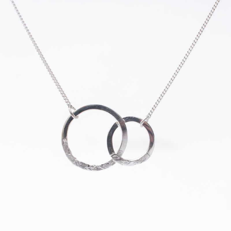 Matte Silver Double Hand Hammered Necklace